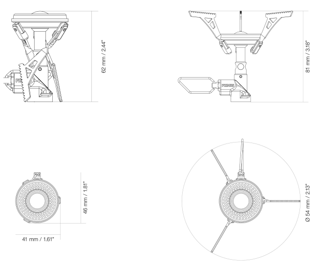 Dimensions du réchaud Micron III Primus